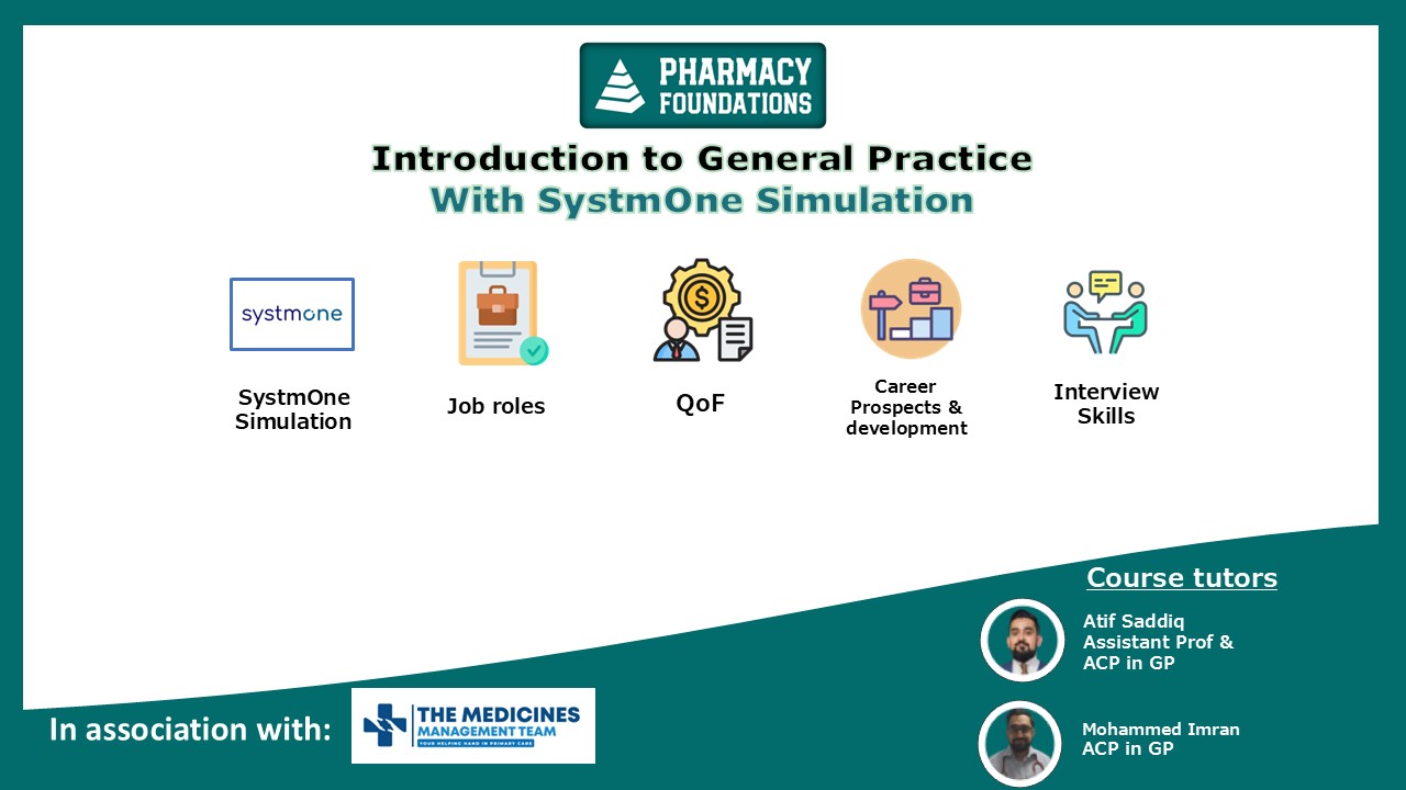 ONLINE Introduction to General Practice for Pharmacists with SystmOne Simulation 08/02/26